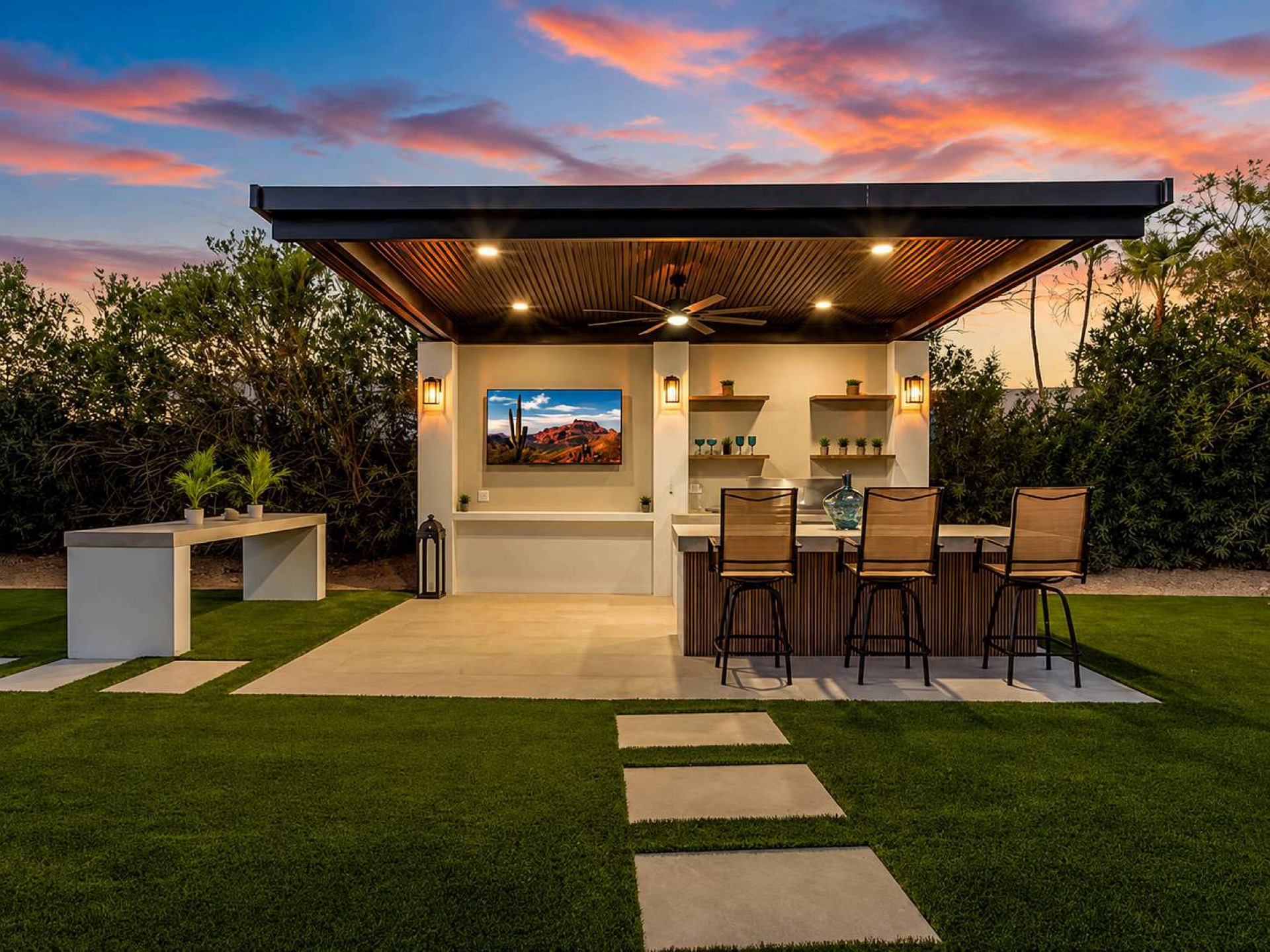 Custom pergola installation in Scottsdale AZ backyard